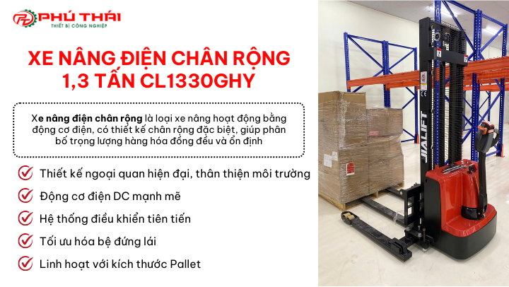 ưu điểm của xe nâng điện chân rộng 